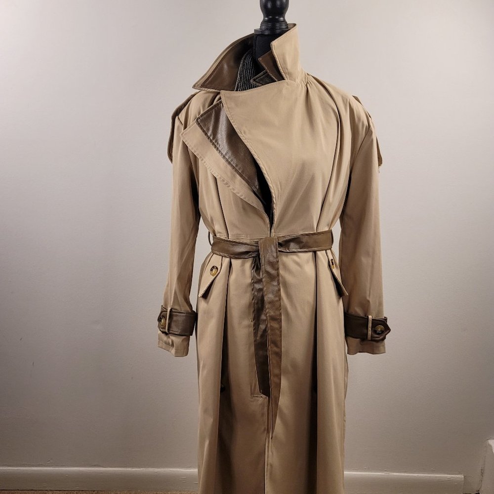 Nasty Gal Stone Faux Leather Lined Trench Coat 2 | Tan Faux Leather Trench Coat